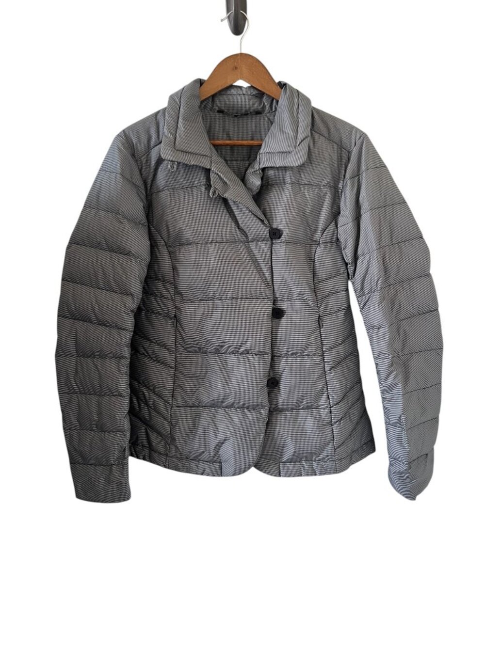 NAU Down Filled Micro Gingham Puffer Coat Size M